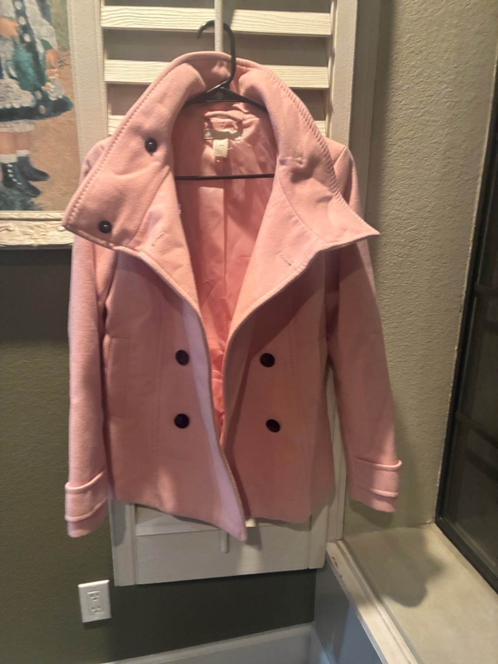 H&M Blush Pink Double-Breasted Pea Coat - Picture 6 of 7